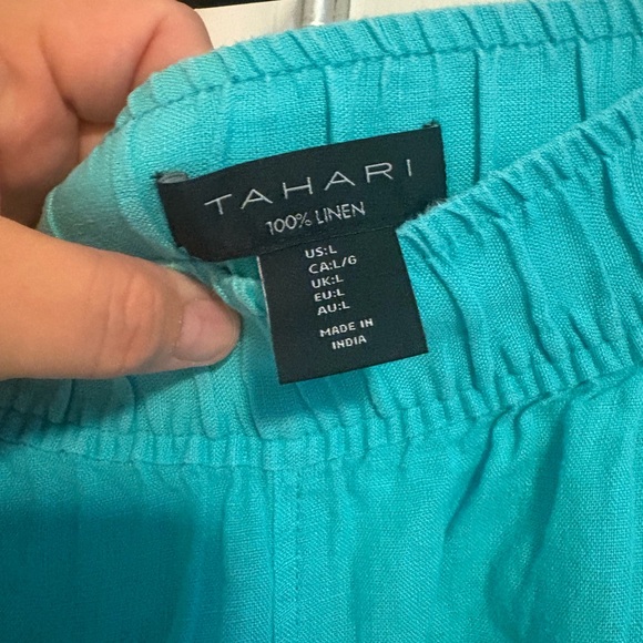 Tahari Aqua Linen Pants - Picture 3 of 3